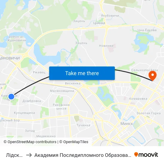 Лідская to Академия Последипломного Образования map