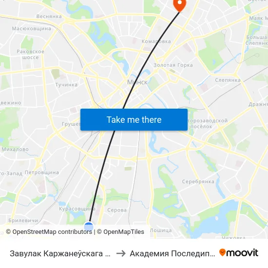 Завулак Каржанеўскага (Переулок Корженевского) to Академия Последипломного Образования map