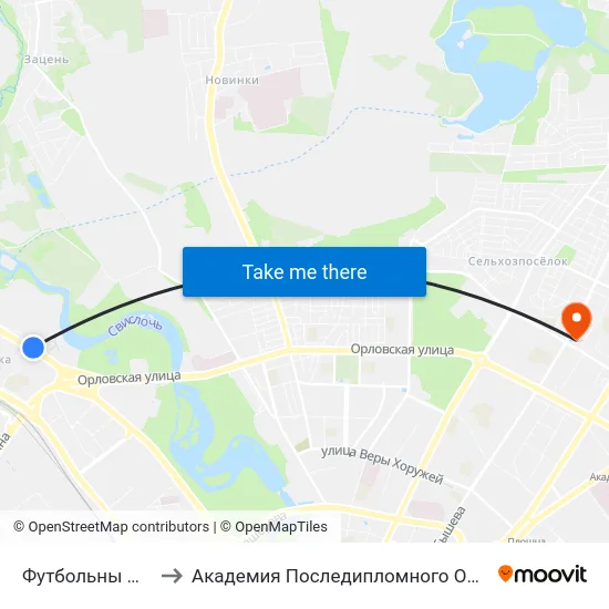 Футбольны Манеж to Академия Последипломного Образования map