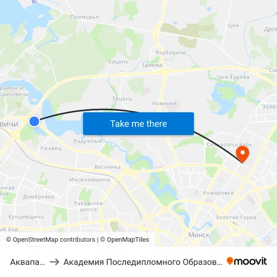 Аквапарк to Академия Последипломного Образования map