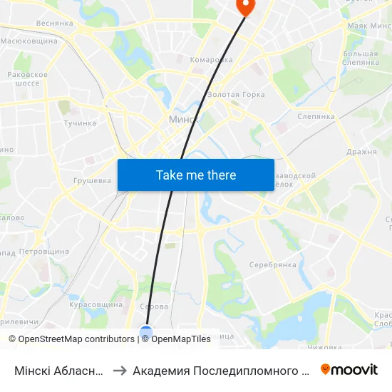 Мінскі Абласны Ліцэй to Академия Последипломного Образования map