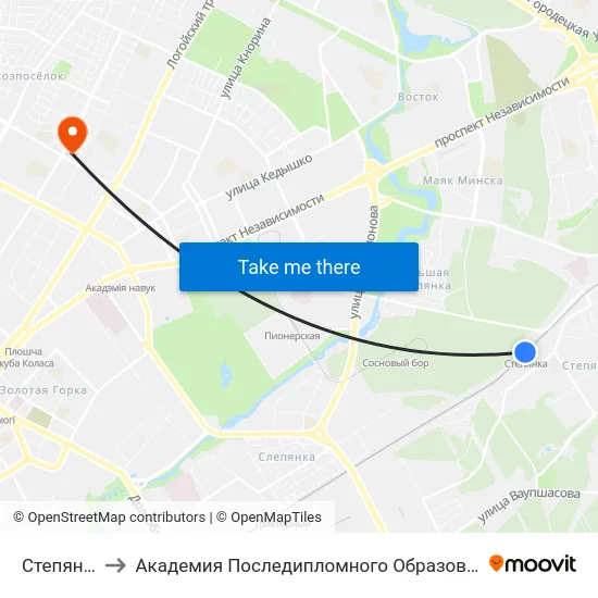 Степянка to Академия Последипломного Образования map
