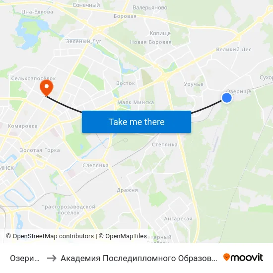 Озерище to Академия Последипломного Образования map