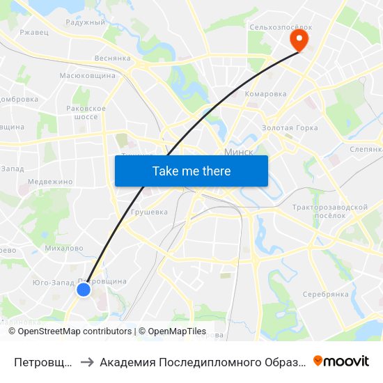 Петровщина to Академия Последипломного Образования map