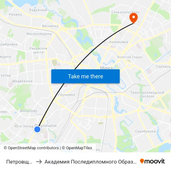 Петровщина to Академия Последипломного Образования map