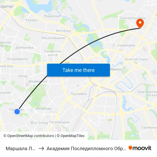 Маршала Лосіка to Академия Последипломного Образования map