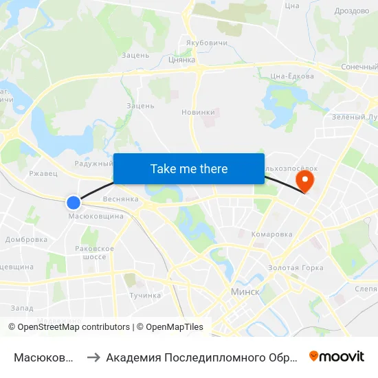 Масюковщина to Академия Последипломного Образования map