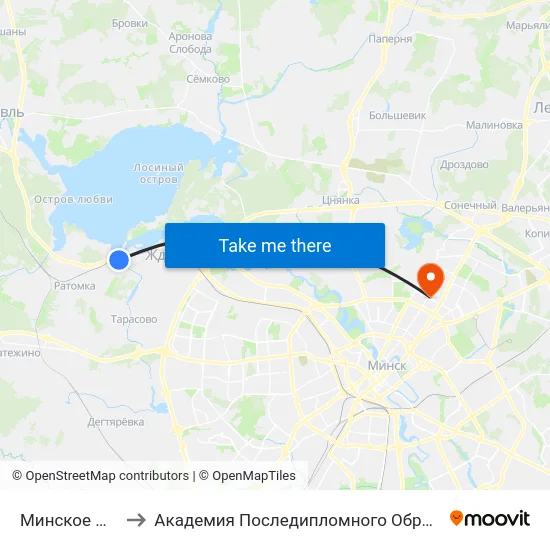 Минское Море to Академия Последипломного Образования map