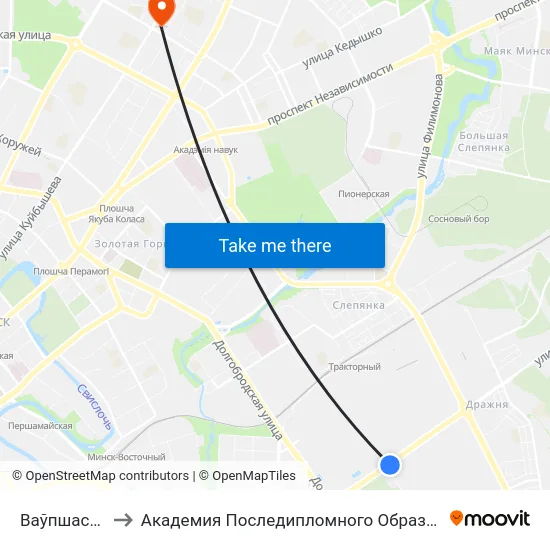 Ваўпшасава to Академия Последипломного Образования map