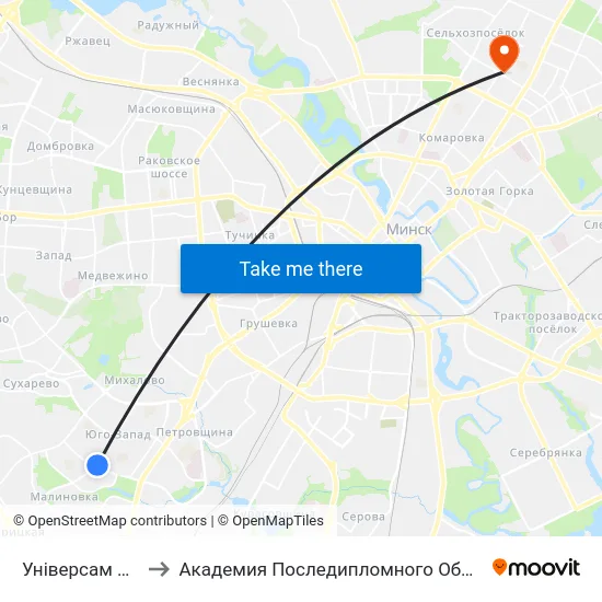 Універсам Брэст to Академия Последипломного Образования map