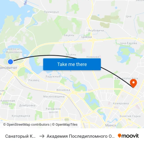 Санаторый Крыніца to Академия Последипломного Образования map