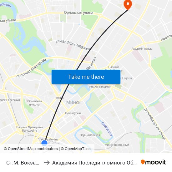 Ст.М. Вокзальная to Академия Последипломного Образования map