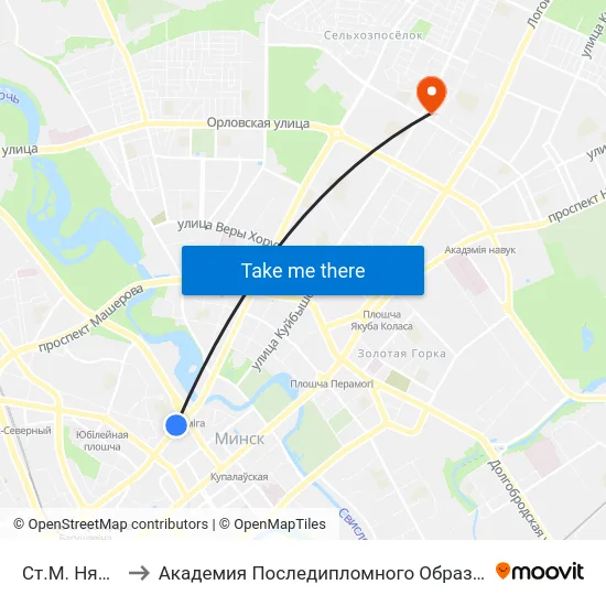 Ст.М. Няміга to Академия Последипломного Образования map