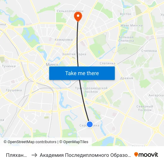Пляханава to Академия Последипломного Образования map