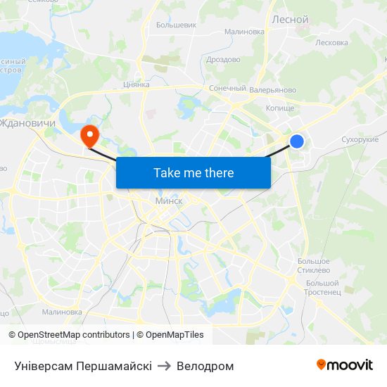 Універсам Першамайскі to Велодром map