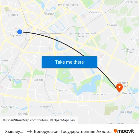 Хмялеўскага to Белорусская Государственная Академия Авиации map