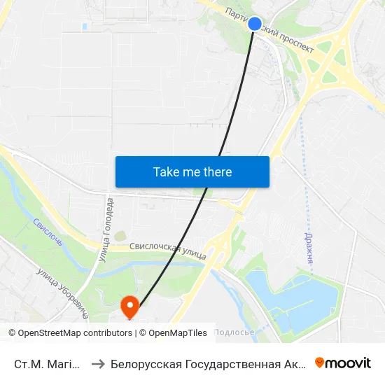 Ст.М. Магілёўская to Белорусская Государственная Академия Авиации map