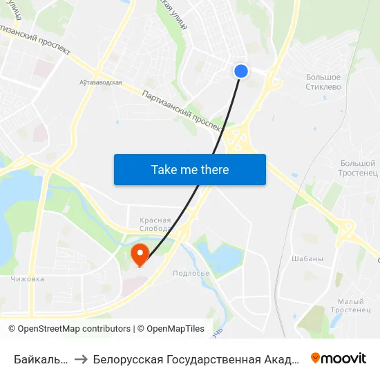 Байкальская to Белорусская Государственная Академия Авиации map