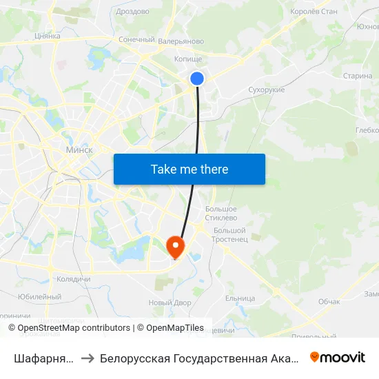 Шафарнянская to Белорусская Государственная Академия Авиации map