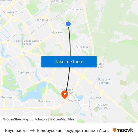 Ваупшасава, 33 to Белорусская Государственная Академия Авиации map