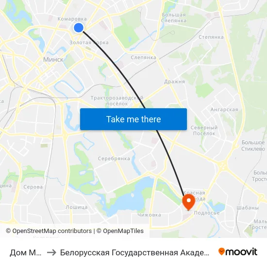 Дом Мэблі to Белорусская Государственная Академия Авиации map