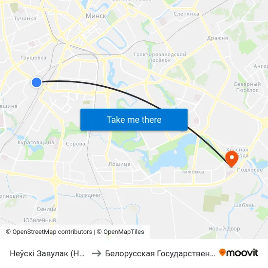 Неўскі Завулак (Невский Переулок) to Белорусская Государственная Академия Авиации map