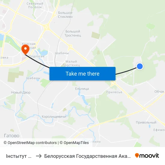 Інстытут Сосны to Белорусская Государственная Академия Авиации map