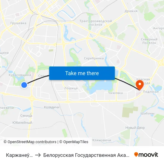 Каржанеўскага to Белорусская Государственная Академия Авиации map