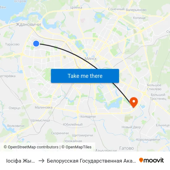 Іосіфа Жыновіча to Белорусская Государственная Академия Авиации map