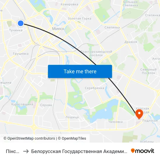 Пінская to Белорусская Государственная Академия Авиации map