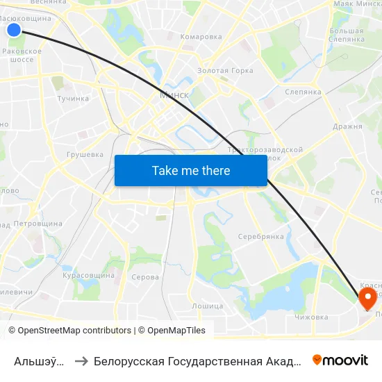 Альшэўскага to Белорусская Государственная Академия Авиации map