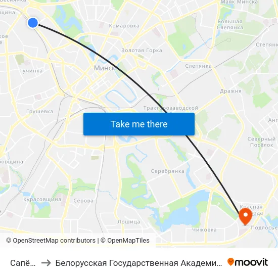 Сапёраў to Белорусская Государственная Академия Авиации map