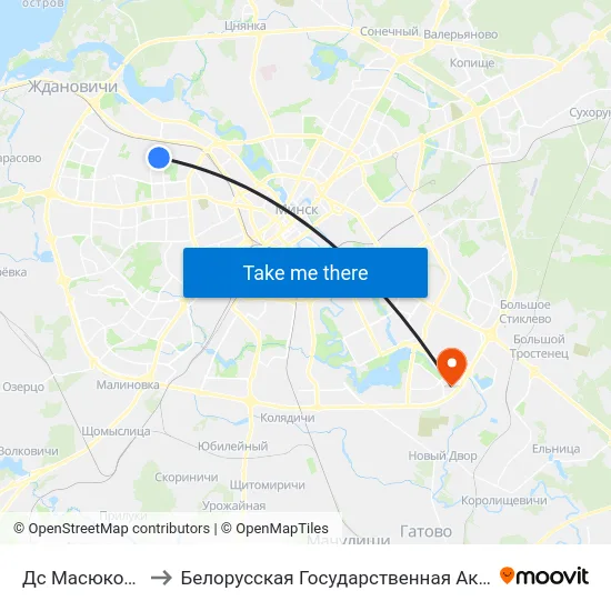 Дс Масюкоўшчына to Белорусская Государственная Академия Авиации map