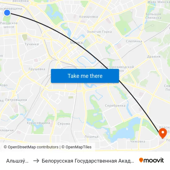 Альшэўскага to Белорусская Государственная Академия Авиации map