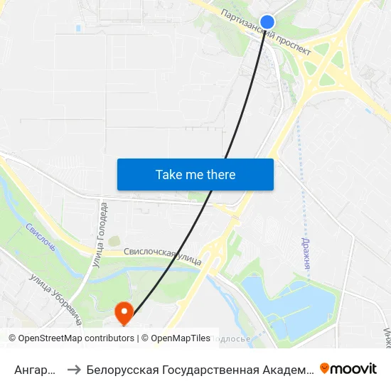 Ангарская to Белорусская Государственная Академия Авиации map