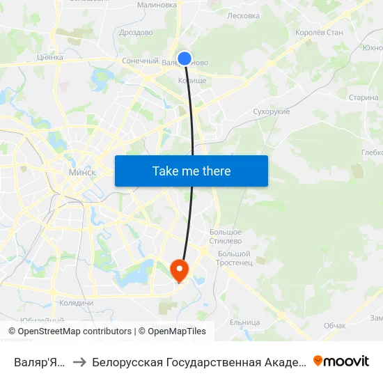 Валяр'Янава to Белорусская Государственная Академия Авиации map