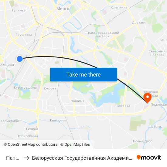 Папова to Белорусская Государственная Академия Авиации map