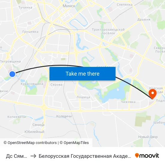 Дс Сямашкі to Белорусская Государственная Академия Авиации map