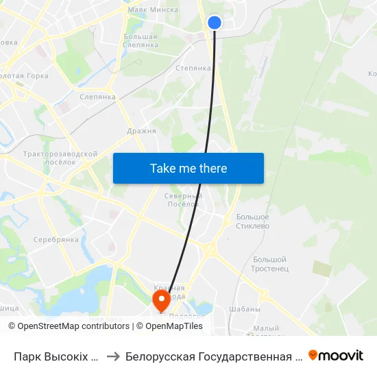 Парк Высокіх Тэхналогій to Белорусская Государственная Академия Авиации map
