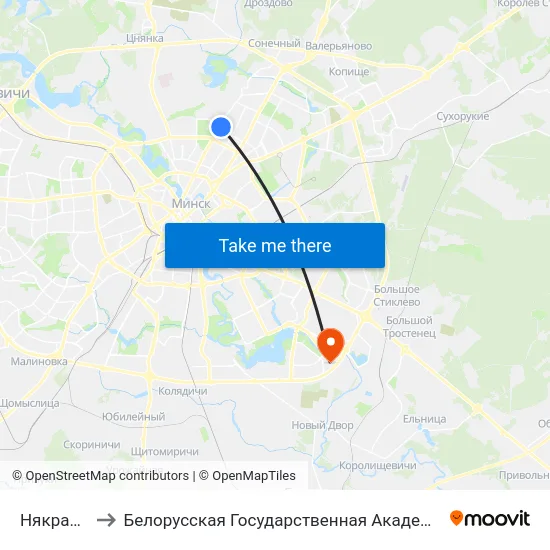 Някрасава to Белорусская Государственная Академия Авиации map