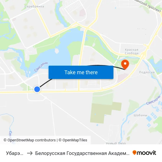 Убарэвіча to Белорусская Государственная Академия Авиации map