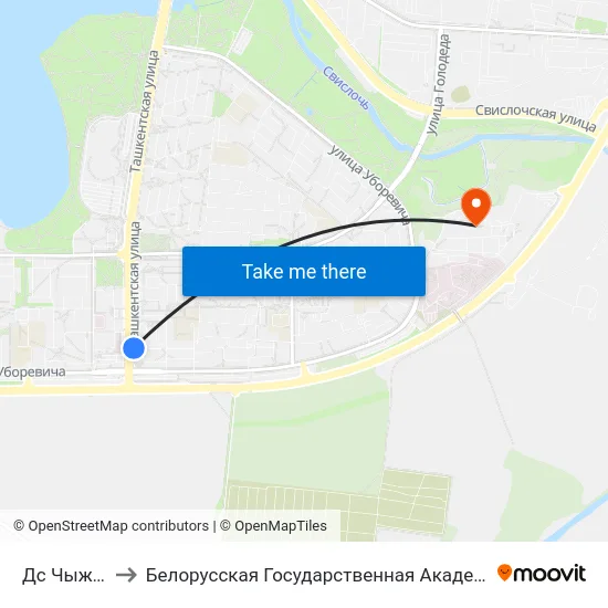 Дс Чыжоўка to Белорусская Государственная Академия Авиации map