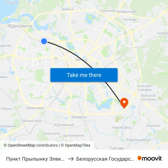 Пункт Прыпынку Электрацягнікоў Масюкоўшчына to Белорусская Государственная Академия Авиации map