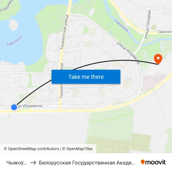 Чыжоўка-2 to Белорусская Государственная Академия Авиации map
