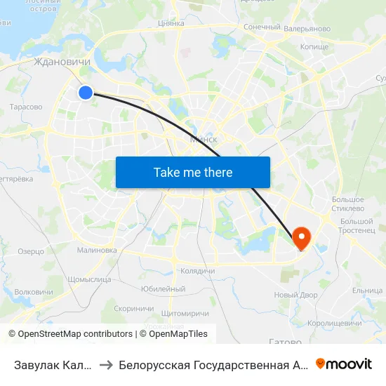 Завулак Калеснікава to Белорусская Государственная Академия Авиации map