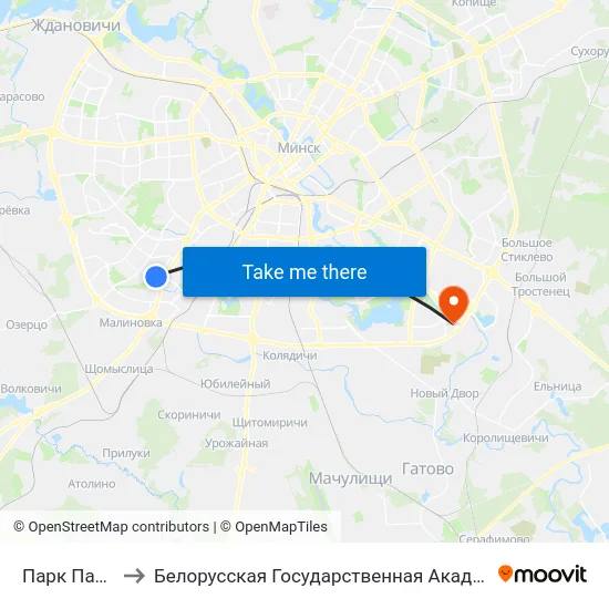 Парк Паўлава to Белорусская Государственная Академия Авиации map