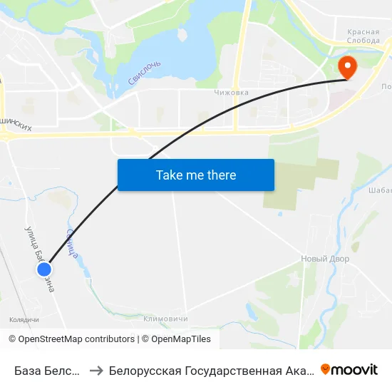 База Белсельбуд to Белорусская Государственная Академия Авиации map
