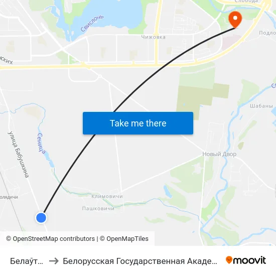 Белаўтагаз to Белорусская Государственная Академия Авиации map