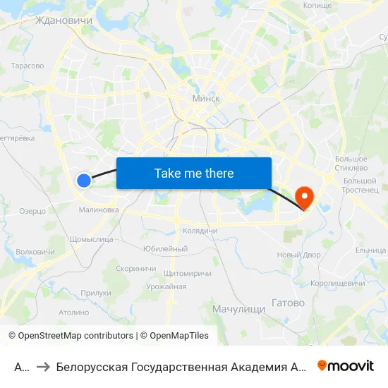 Атс to Белорусская Государственная Академия Авиации map