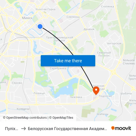 Пуліхава to Белорусская Государственная Академия Авиации map